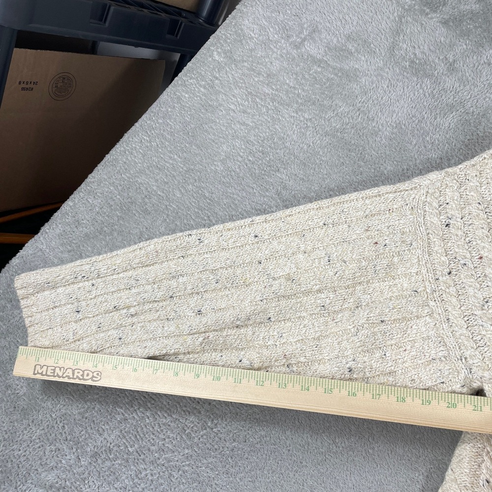 Structure Cable Knit Sweater Womens Large Cream Wool Blend Mock Neck Vintage - Picture 8 of 8